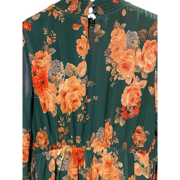 BALTIC BORN LUCIANA GREEN FLORAL HIGH NECK SHEER SLEEVE MAXI DRESS SZ XL - Picture 8 of 11
